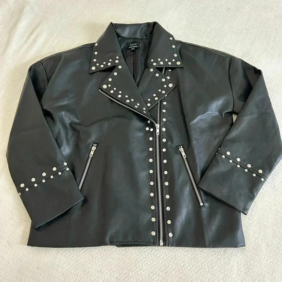 VICI Oversized Studded Leather Jacket - Picture 1 of 9